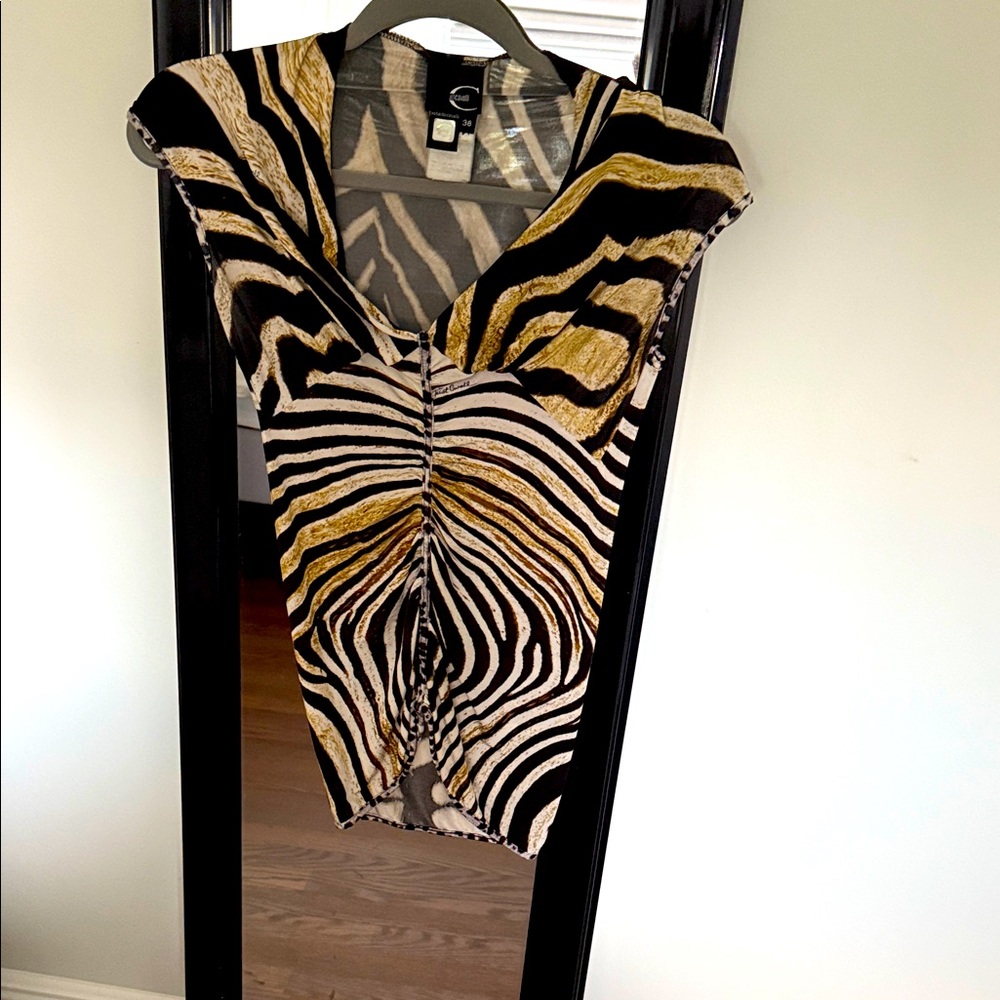 Just Cavalli Zebra Pattern Top with Gold Highlights